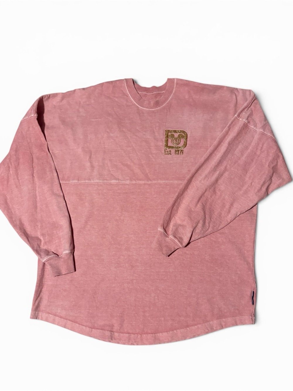 Disney women Dusty Pink Long Sleeve Crewneck with Gold Chest Logo